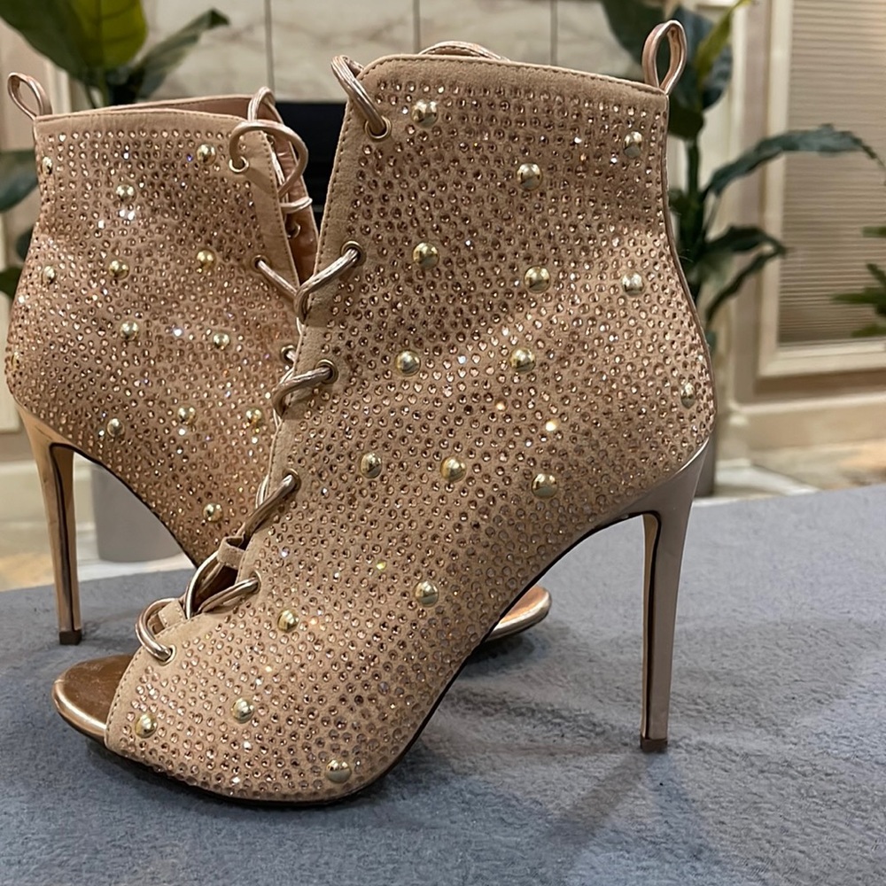 Nude sparkly bootie worn once size 9 from Miss Lola